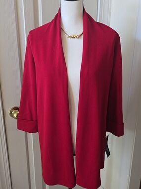 BLACK LABEL BY EVAN-PICONE WOMENS RED PROFESSIONAL BLAZER JACKET SIZE SMALL